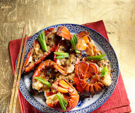 Lobster Tails with Black Bean Chili Sauce