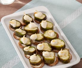 Crostini with Stuffed Anaheim Peppers and Mayonnaise