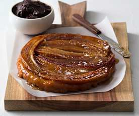 Banana tart tartin with chocolate sorbet