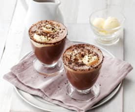 Affogato al cioccolato e brandy