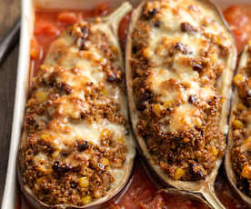 Mexican Quinoa Stuffed Aubergine