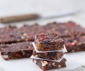 Chocolate fruit and nut squares