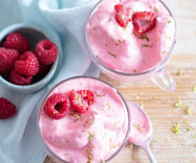 Mousse de framboises à la verveine