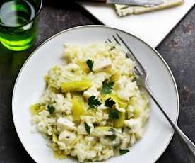 Risotto au poireau et au gorgonzola