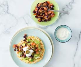 Navajo fry bread with tomato bean salsa