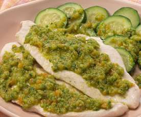 Chicken breasts with courgette topping