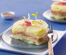 Mille-feuilles de pomme de terre au foie gras