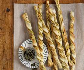 Palitos de queijo e sementes de abóbora