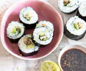 Makis au gingembre, champignons et avocat