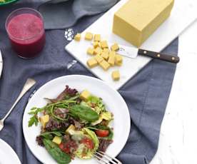 Salada de espelta com tofu birmanês