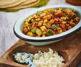 Calabacitas con elote y cilantro