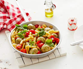 Kirschtomaten-Pasta mit Mettbällchen