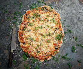 Piza de espinafres e funcho