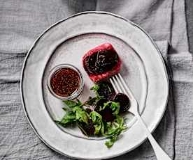 Filetes de merlusa con ensalada de arúgula y betabel Al vacío TM6