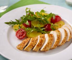 Kuřecí prsa s lehkým bramborovým salátem