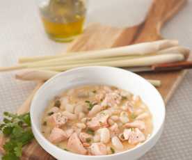 Blanqueta de salmón con judías blancas al aroma de lemon grass