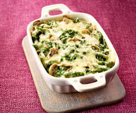 Spinatspätzle mit Champignonsauce