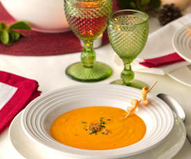 Crema de gambas al brandy con caviar de erizos