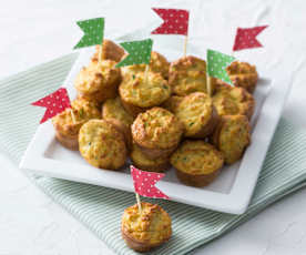 Zucchini, ham and corn bites