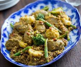 Salsicce al curry con lenticchie