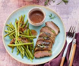 Lammlachse mit Portwein-Rhabarber-Sauce