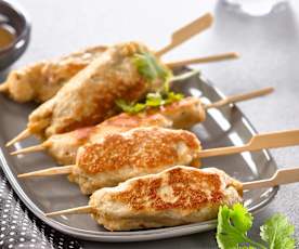 Petites brochettes de poulet asiatiques