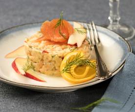Lachstatar mit Orange und Apfel