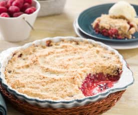 Crumble de manzana y frambuesas