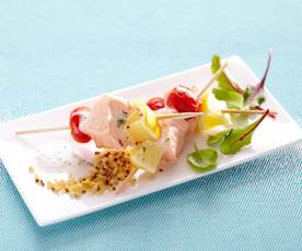 Brochette tricolore de saumon