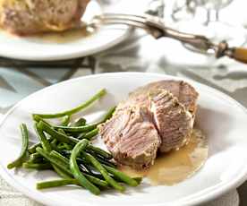 Rôti de veau et haricots verts