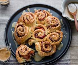 Bacon and cinnamon scrolls with salted maple glaze