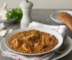 Guisado de lentilhas e frango com caril