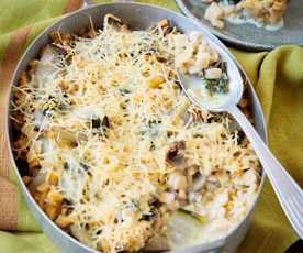 Gratin de crozets aux blettes et champignons