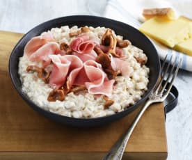 "Crozotto" aux girolles, jambon et beaufort