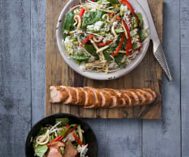 Solomillo de cerdo al estilo coreano con ensalada de arroz