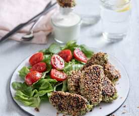 Pieczone kotleciki z brokułu i ryżu w otrębowej panierce