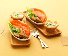 Salmon Gravadlax with Buckwheat Blinis