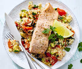 Lachs mit Gemüse-Couscous