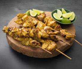 Turmeric lime chicken skewers