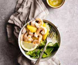 Shrimp Salad with Peaches in White Pepper Citronette