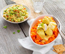 Taboulé, poulet au curry