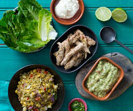 Jalapeño Chicken Lettuce Wraps with Guacamole