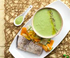 Vellutata di piselli con filetto in citronette