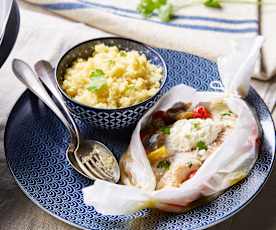 Filet de poisson aux légumes d'été et couscous