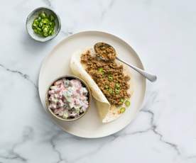 Fragrant curried mince with tomato salad