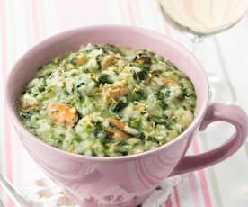 Risoto de mexilhão com grelos