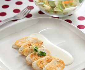 Salchichas de pollo con parmesano