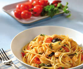 Tagliolini mediterran mit Schwertfisch