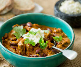 Beef Chili with Lemon Feta