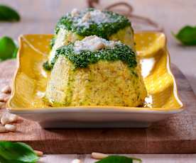 Tortino di zucchine con pesto di basilico e limone